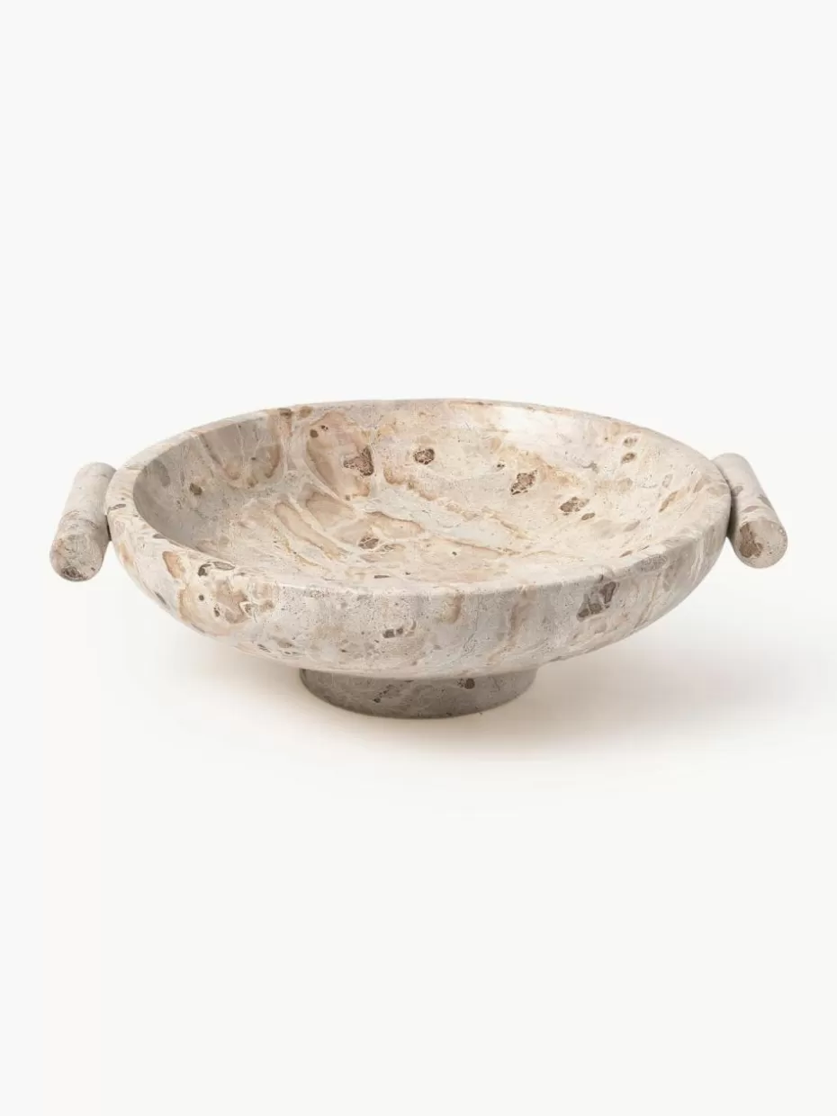Dekoschalen-Westwing Collection Deko-Schale Fossil aus Marmor, H 10 cm Beigetöne, marmoriert