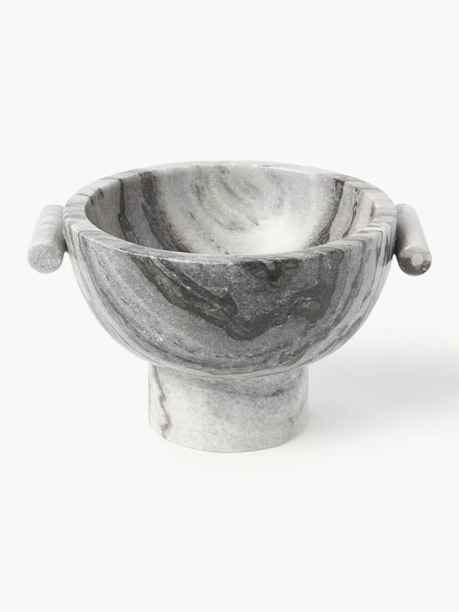 Dekoschalen-Westwing Collection Deko-Schale Fossil aus Marmor, H 15 cm Grautöne, marmoriert