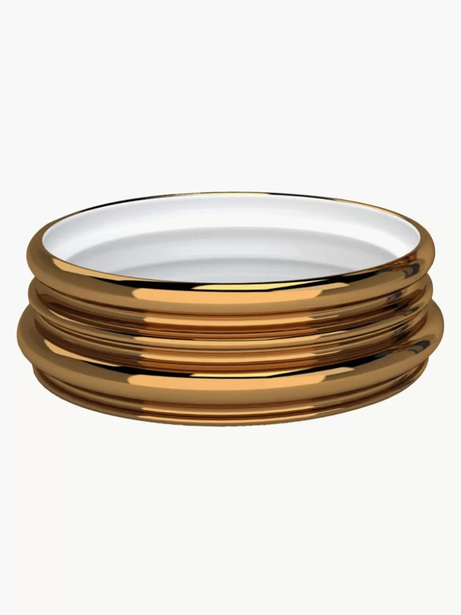 Dekoschalen-Driade Deko-Schale Ordini aus Keramik Off White, Goldfarben, glänzend