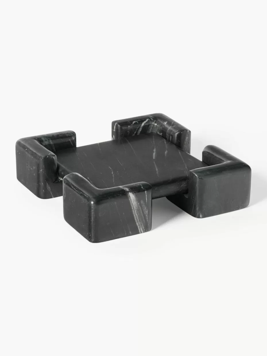 Dekotabletts-Westwing Collection Deko-Tablett Knud aus Marmor Schwarz, marmoriert