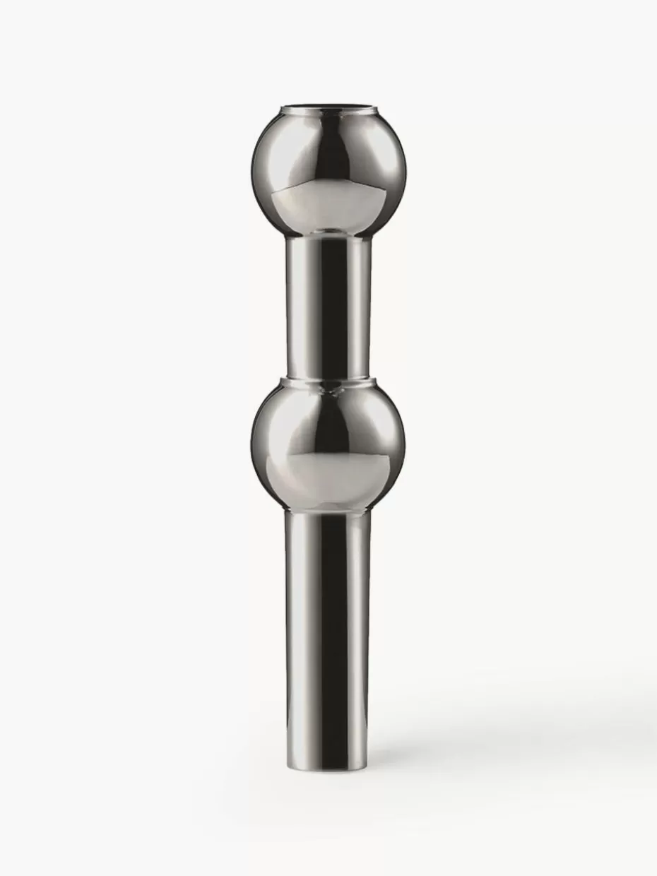 Vasen-Stoff Nagel Deko-Vase , H 10 cm Silberfarben dunkel, glänzend