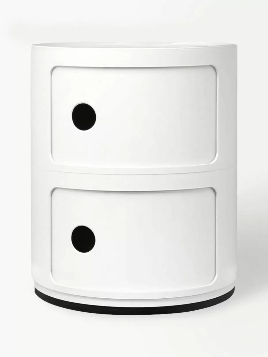 Schreibtisch Container | Nachttische-Kartell Design Container Componibili, 2 Elemente Weiß, glänzend