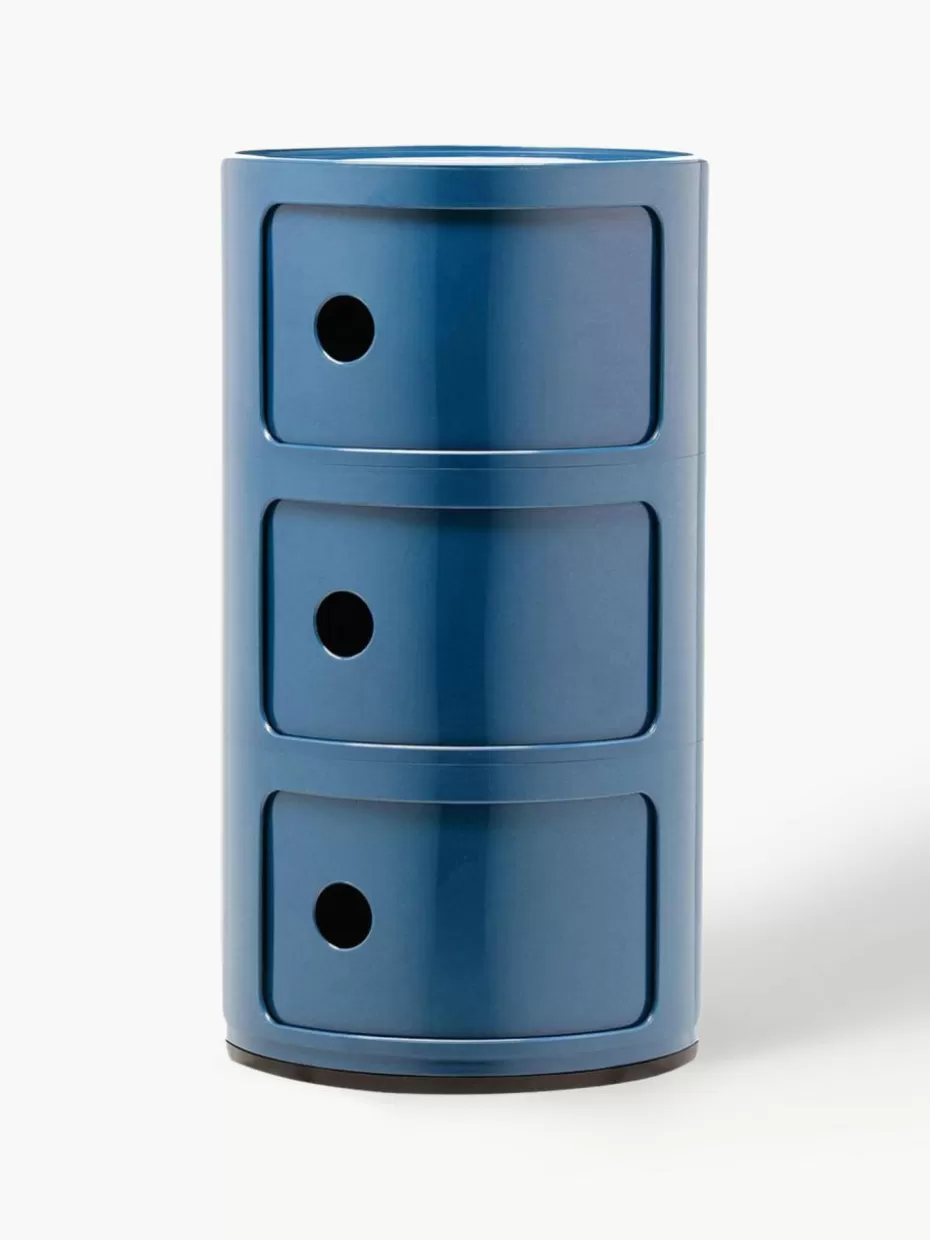 Schreibtisch Container | Nachttische-Kartell Design Container Componibili, 3 Elemente Graublau, glänzend