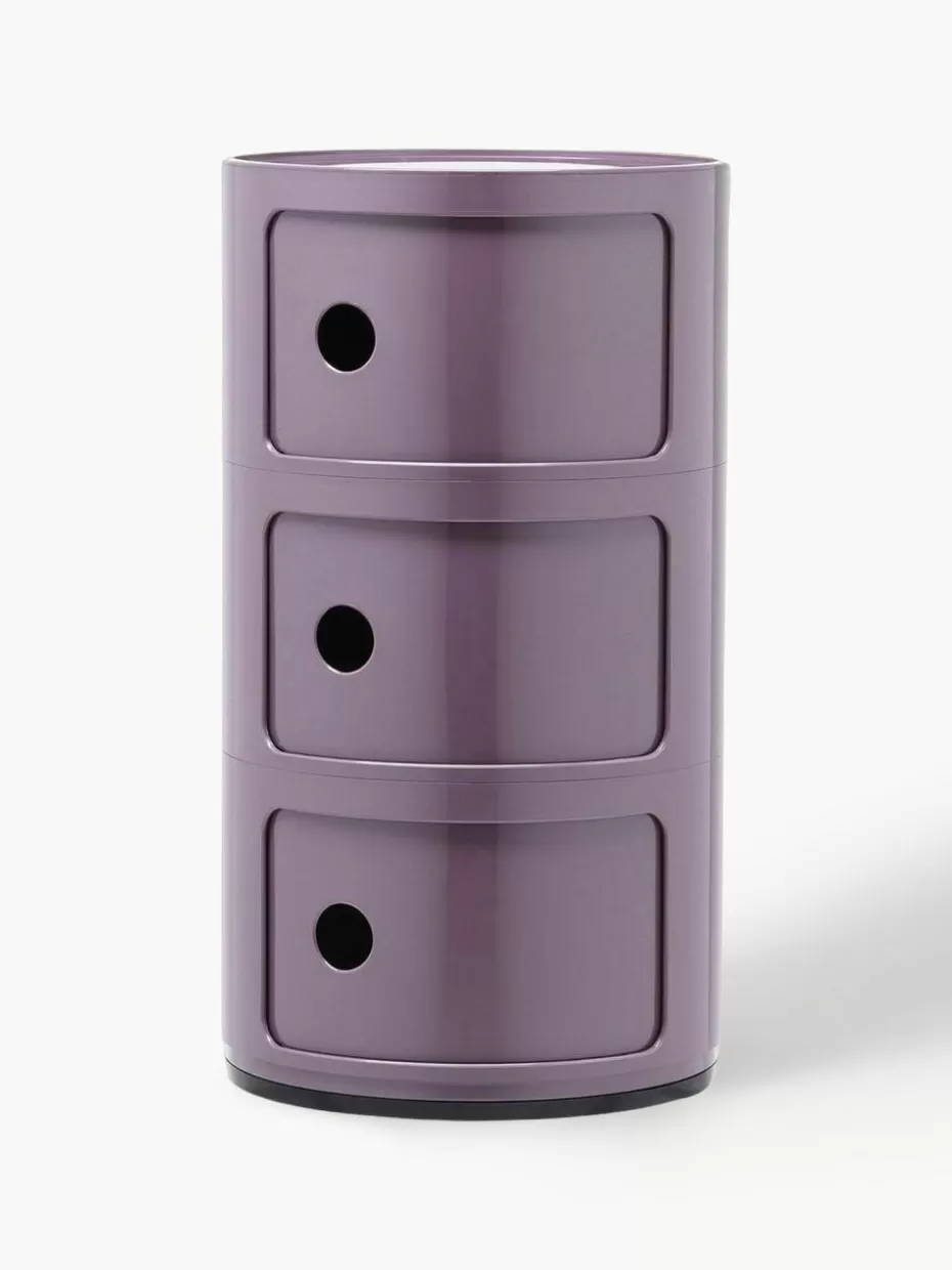 Schreibtisch Container | Nachttische-Kartell Design Container Componibili, 3 Elemente Lila, glänzend