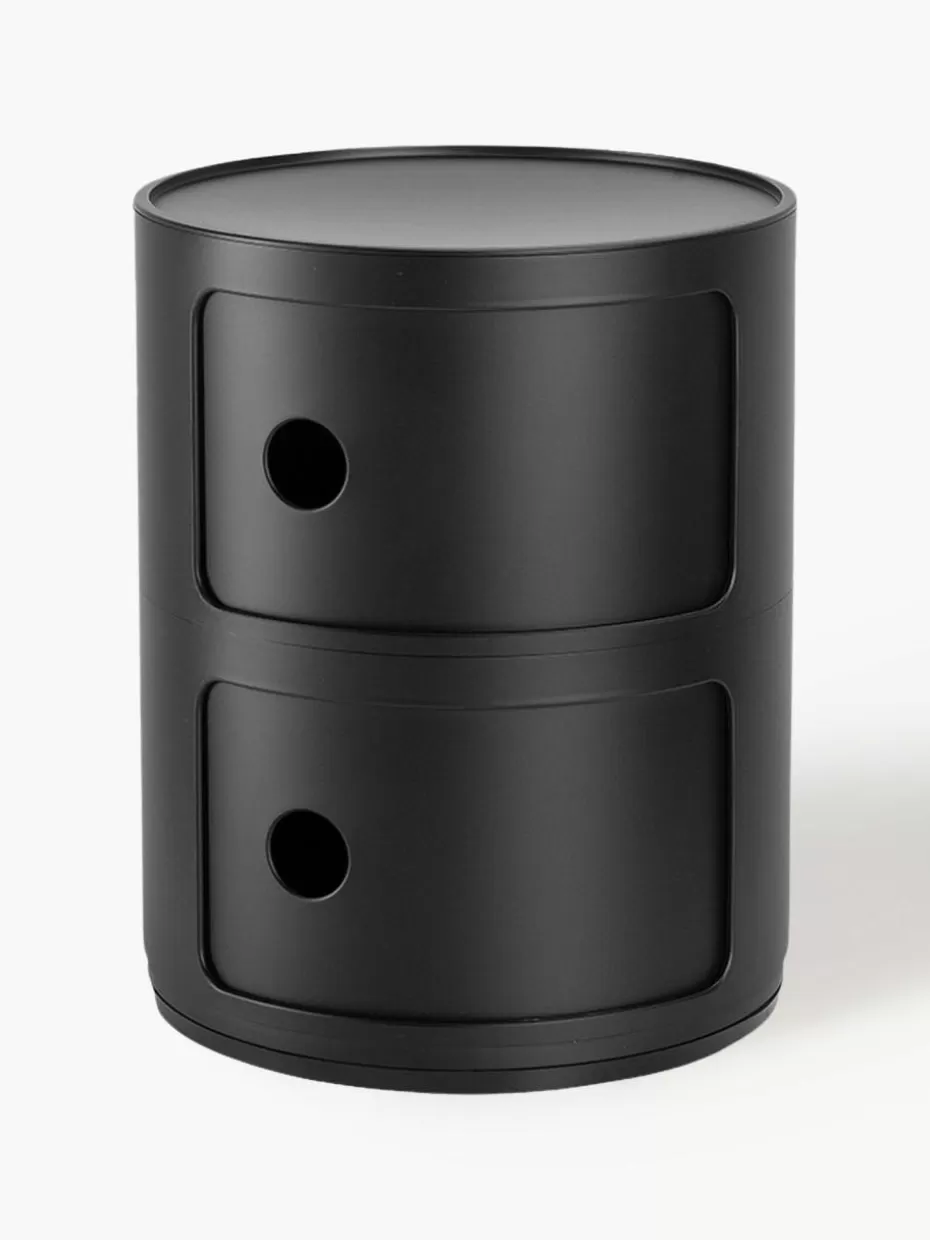 Schreibtisch Container | Nachttische-Kartell Design Container Componibili, 2 Elemente Schwarz, matt