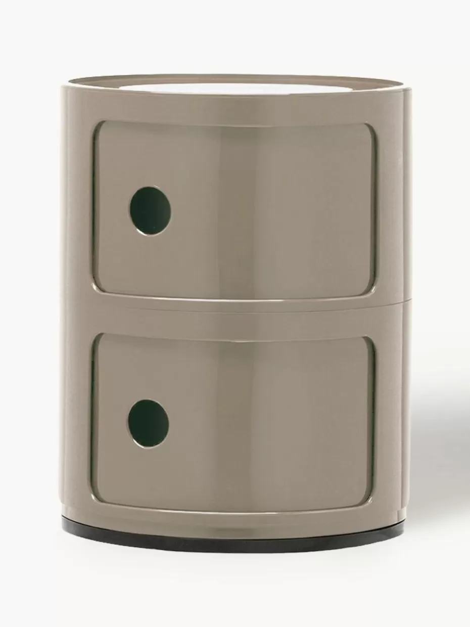 Beistelltische-Kartell Design Container Componibili, 2 Elemente Greige, glänzend