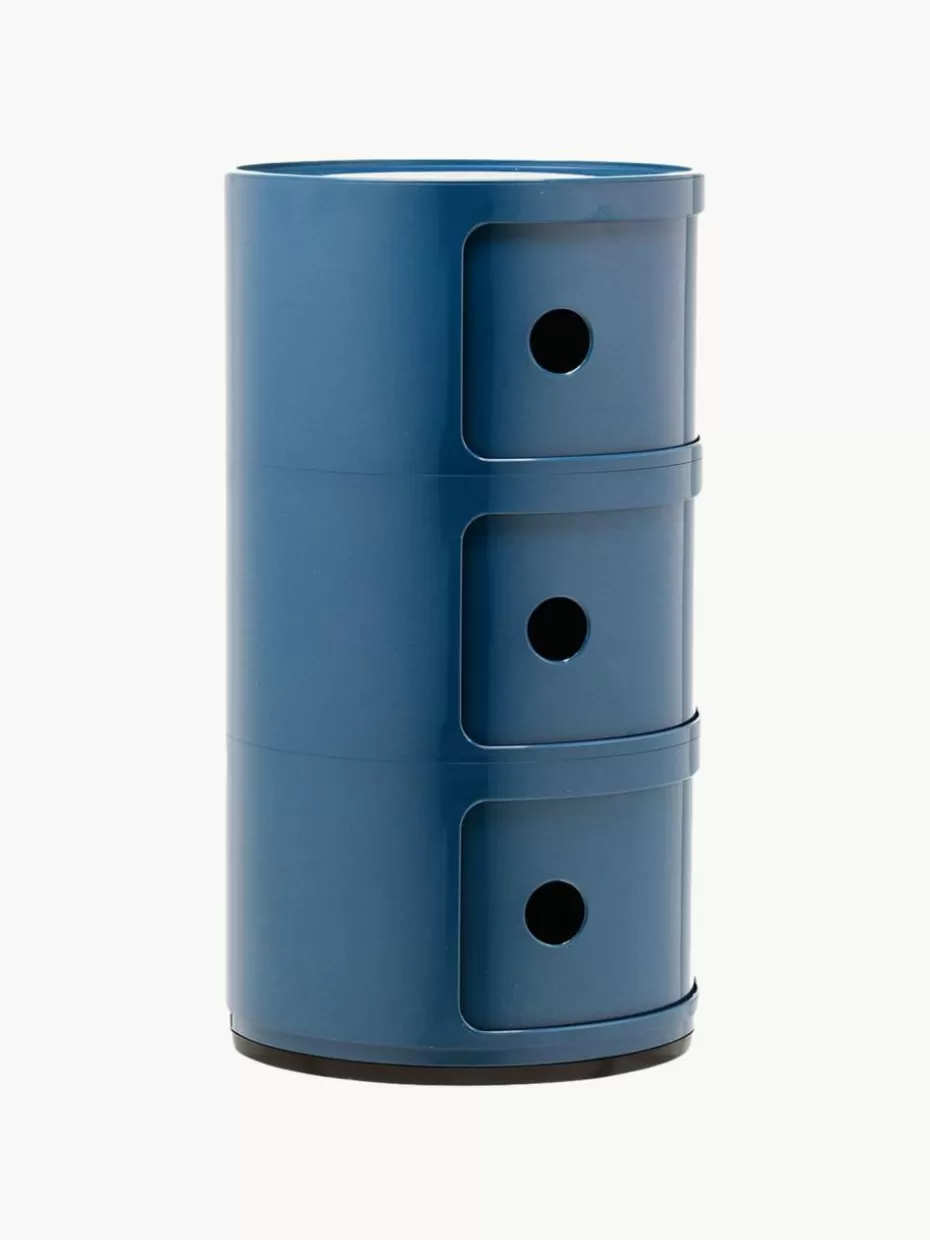 Schreibtisch Container | Nachttische-Kartell Design Container Componibili, 3 Elemente Graublau, glänzend