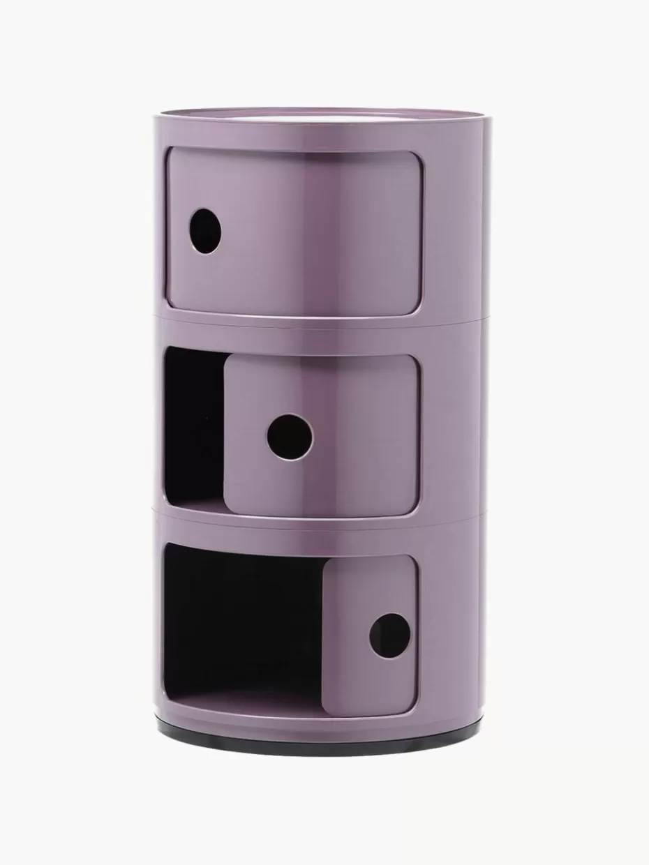 Schreibtisch Container | Nachttische-Kartell Design Container Componibili, 3 Elemente Lila, glänzend
