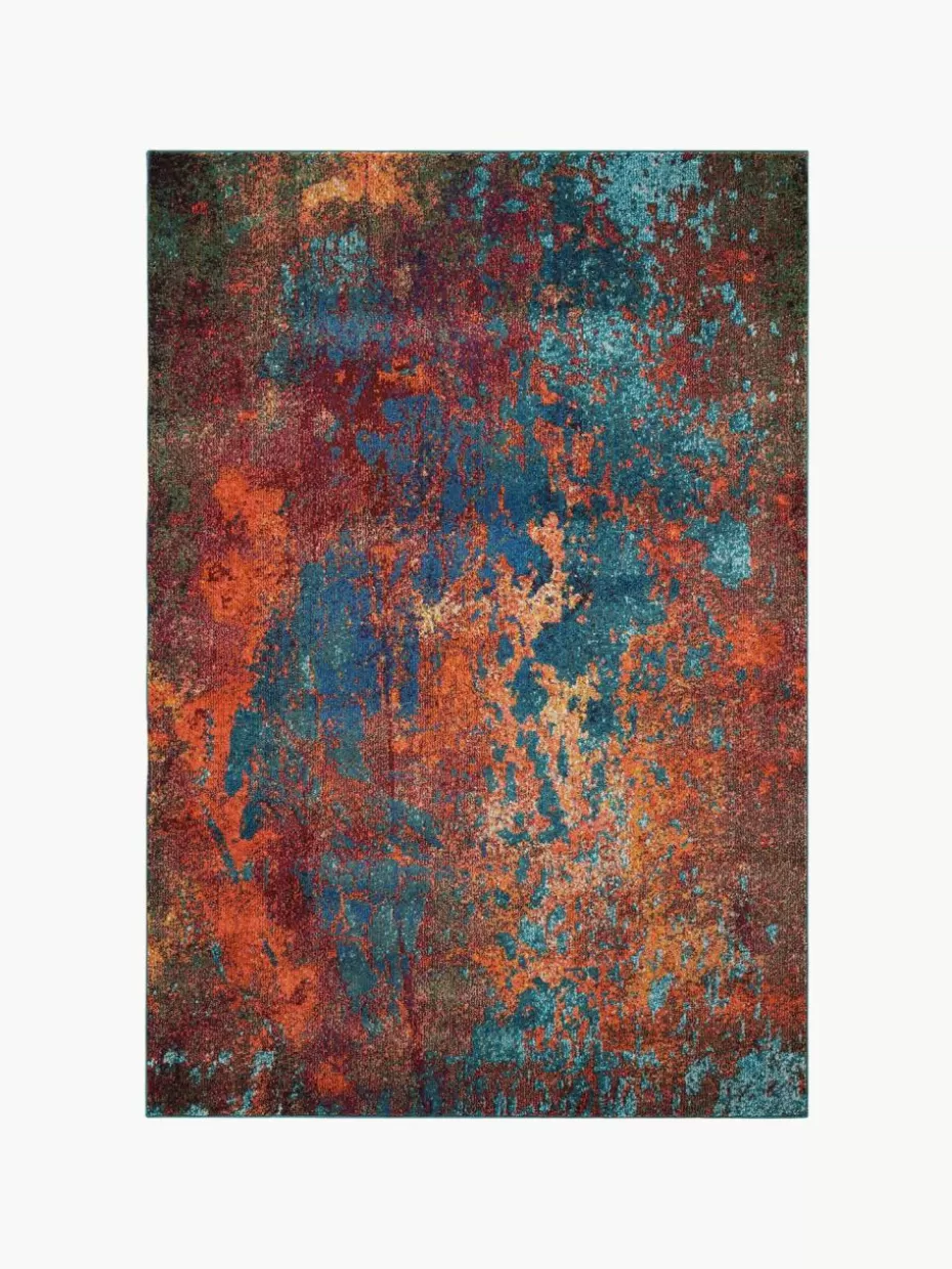 Rechteckige Teppiche-Westwing Design Niederflor-Teppich Celestial Rot-, Orange- und Blautöne
