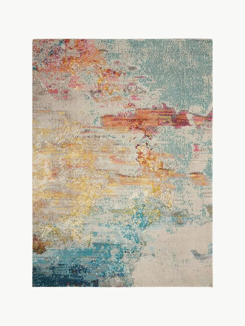 Rechteckige Teppiche-Westwing Design Niederflor-Teppich Celestial Hellbeige, Bunt