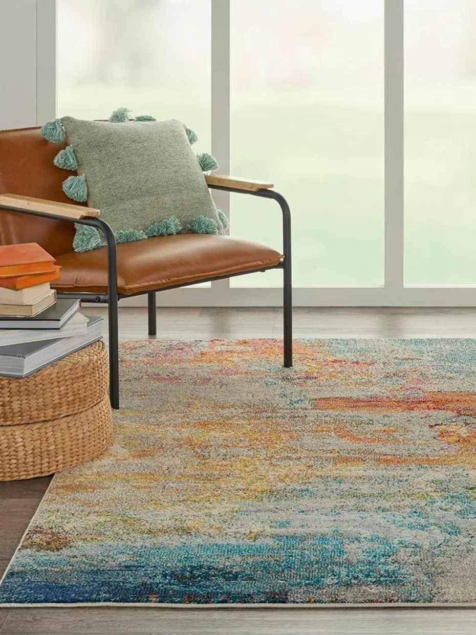 Rechteckige Teppiche-Westwing Design Niederflor-Teppich Celestial Hellbeige, Bunt