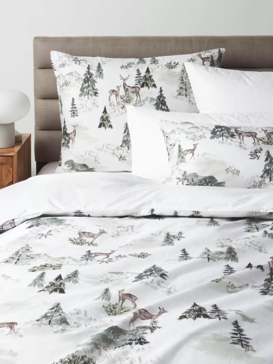 Kopfkissenbezüge-Westwing Collection Designer Baumwollperkal-Kopfkissenbezug Forest