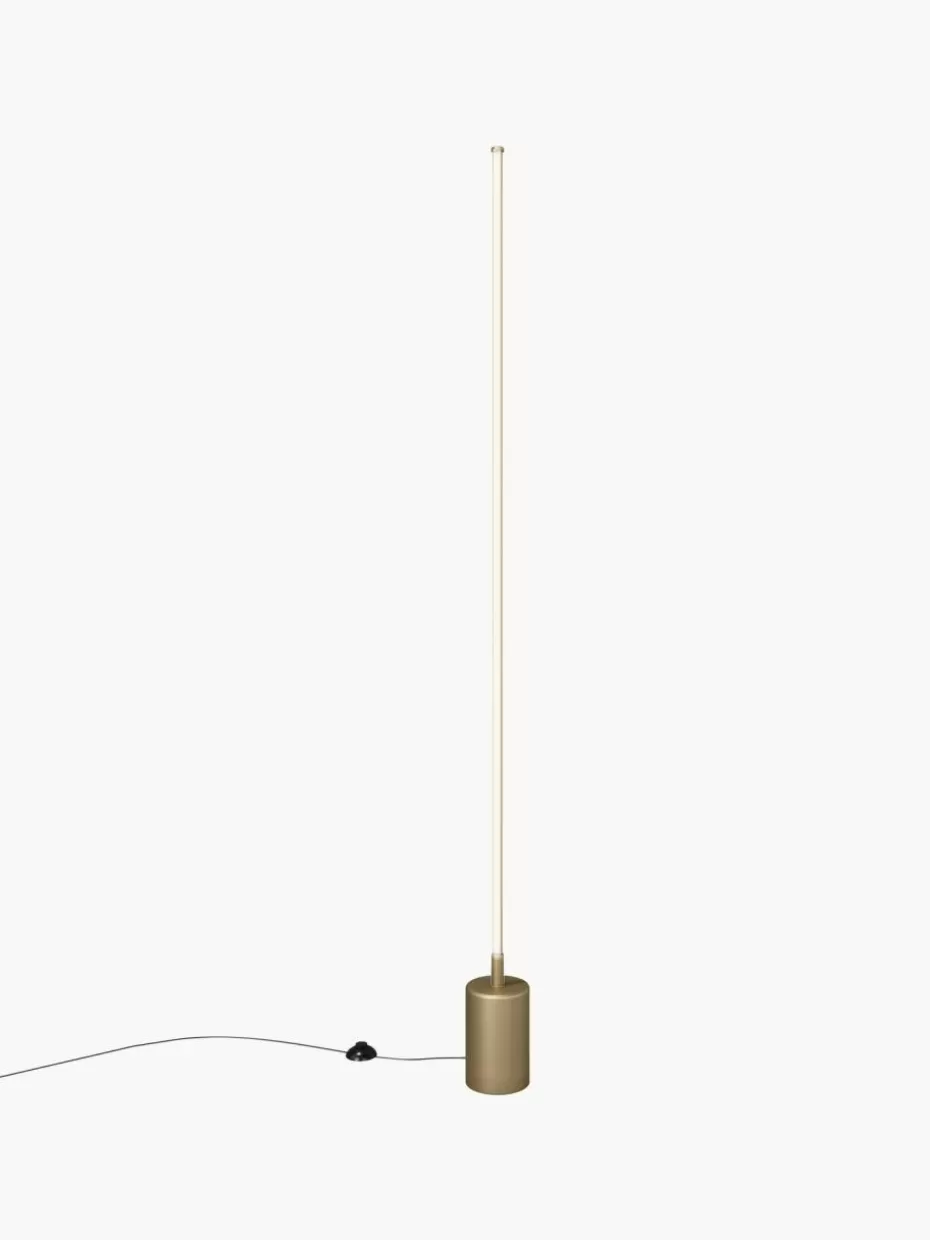 Led-Stehleuchten-Maytoni Dimmbare LED-Stehlampe Flow mit Farbwechsel und Fernbedienung Goldfarben