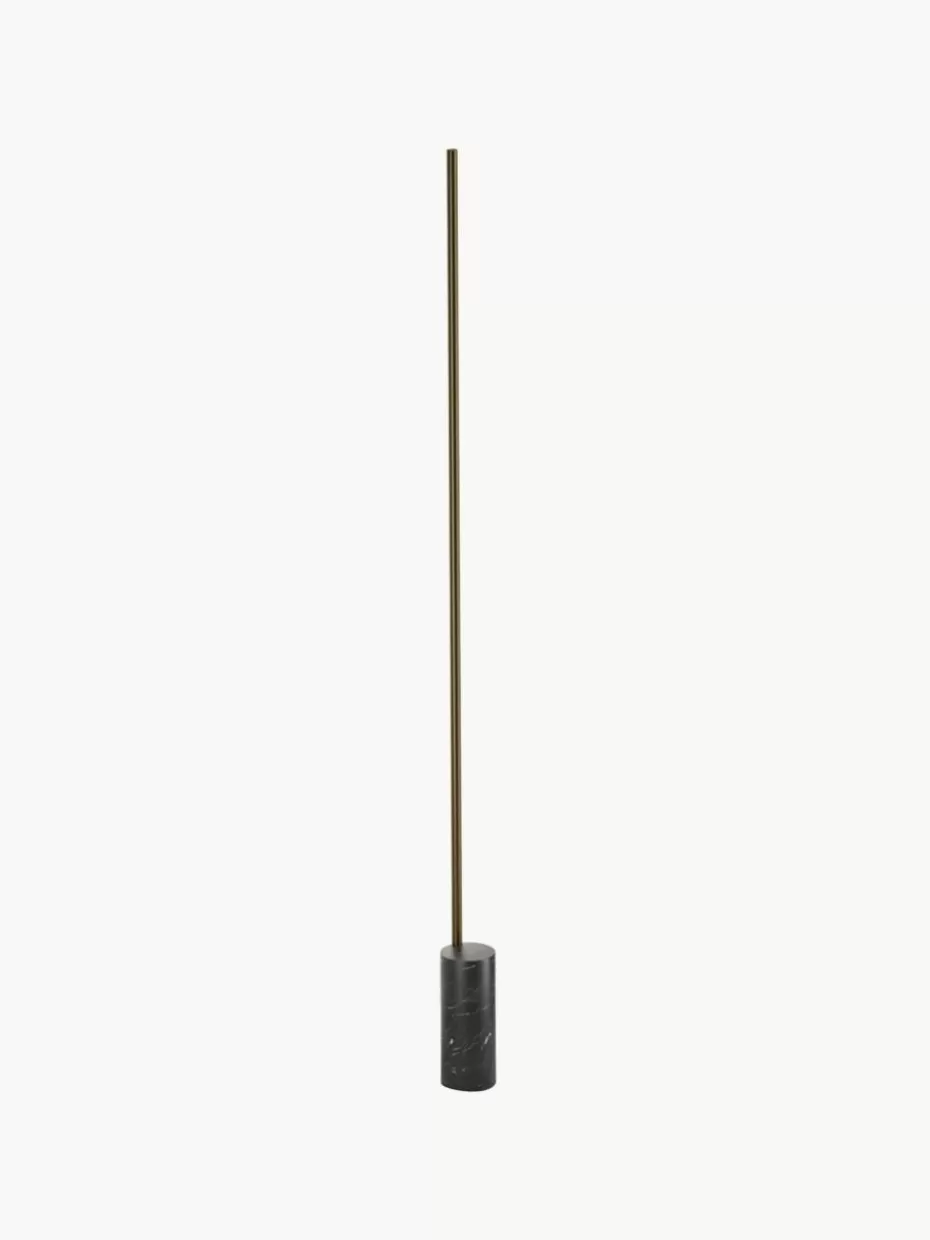 Led-Stehleuchten-Panzeri Dimmbare LED-Stehlampe Hilow Line mit Marmorfuß Schwarz, marmoriert