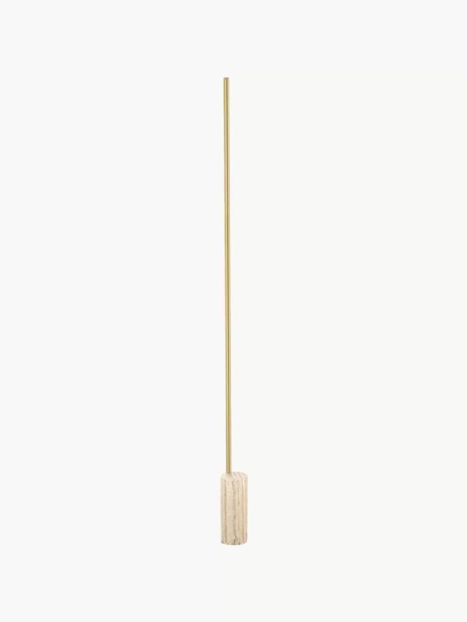 Led-Stehleuchten-Panzeri Dimmbare LED-Stehlampe Hilow Line mit Marmorfuß Goldfarben, Beige, marmoriert