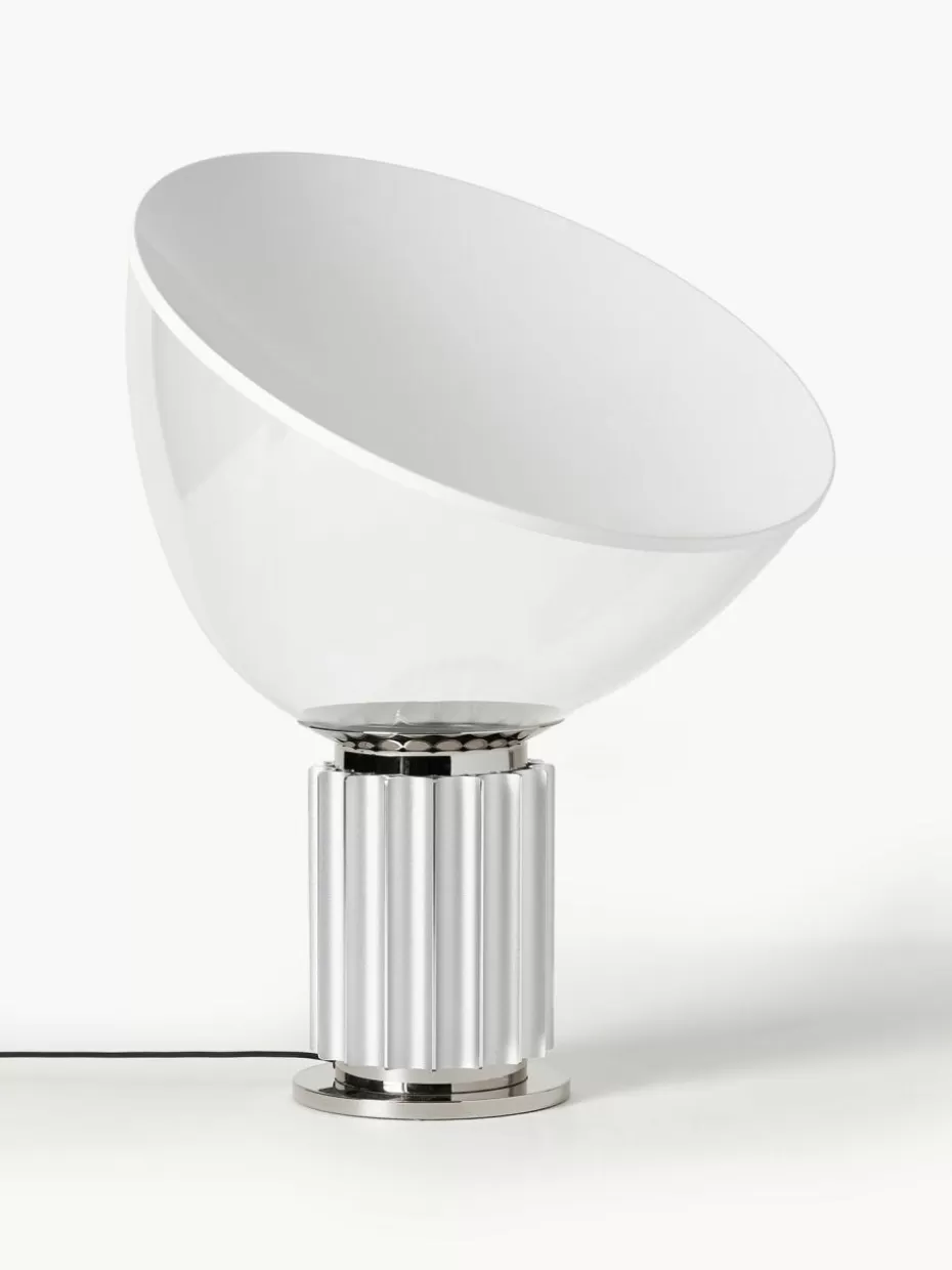 Led-Tischleuchten-Flos Dimmbare LED-Tischlampe Taccia Silberfarben, Transparent