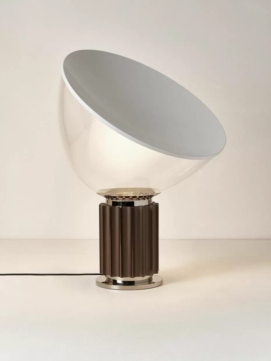 Led-Tischleuchten-Flos Dimmbare LED-Tischlampe Taccia Weiß, Dunkelbraun