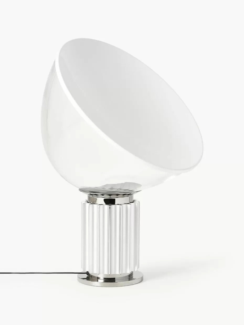 Led-Tischleuchten-Flos Dimmbare LED-Tischlampe Taccia Small, mundgeblasen Silberfarben