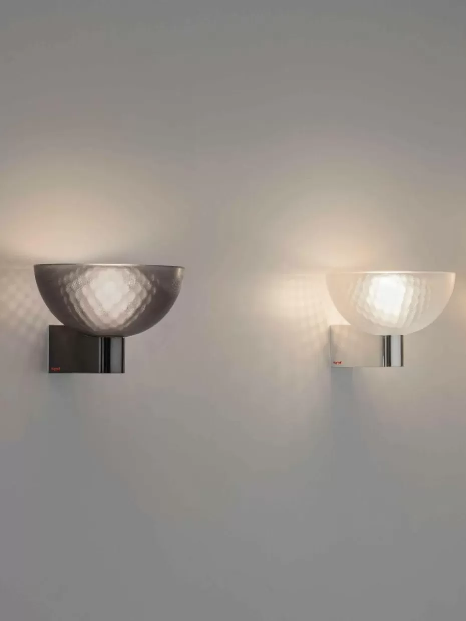 Led-Wandleuchten-Kartell Dimmbare LED-Wandleuchte Fata Braun, Silberfarben