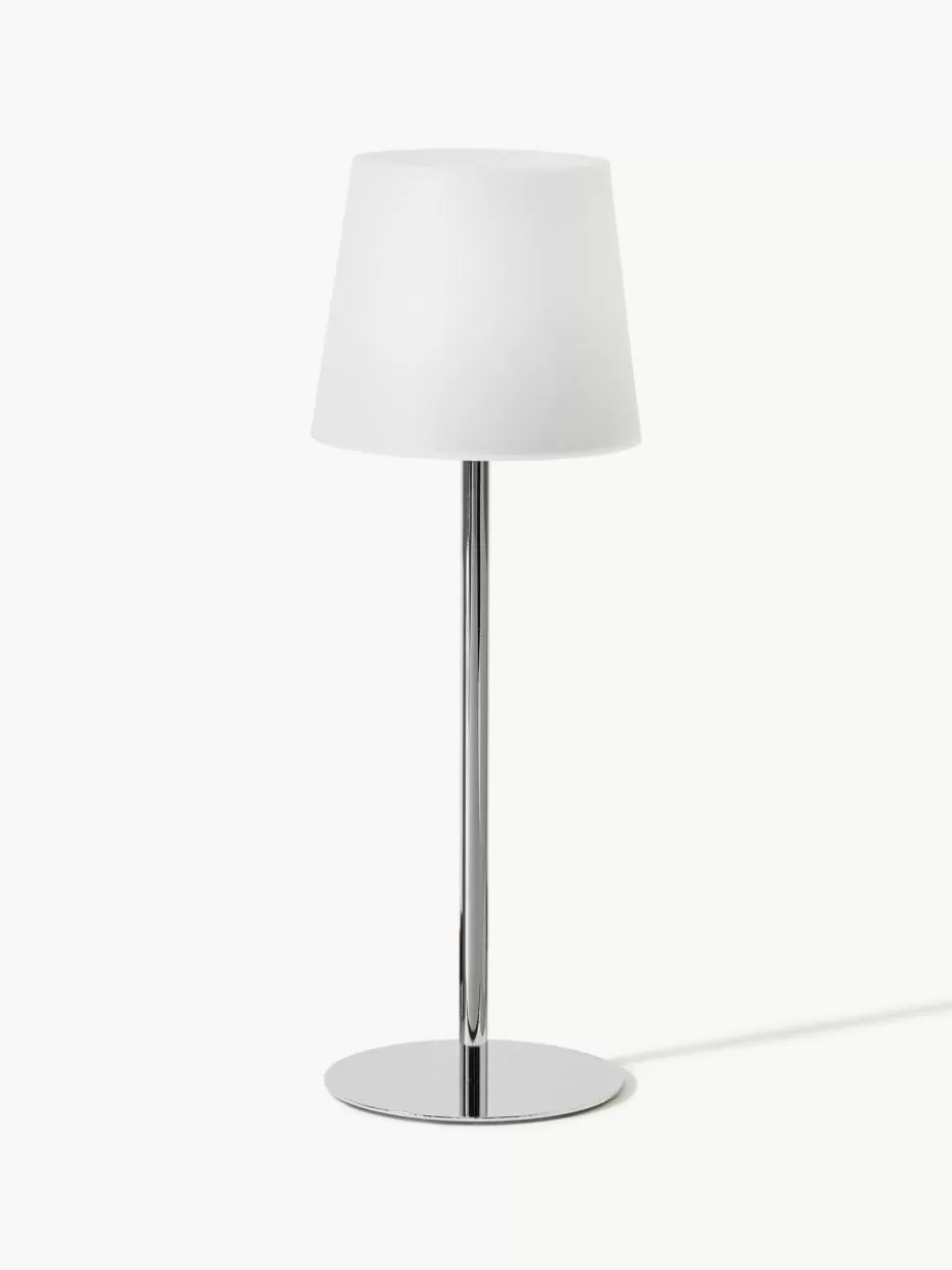 Outdoor Tischlampen | Led-Tischleuchten-Westwing Collection Dimmbare Tischlampe Fausta mit USB-Anschluss Silberfarben, Weiß