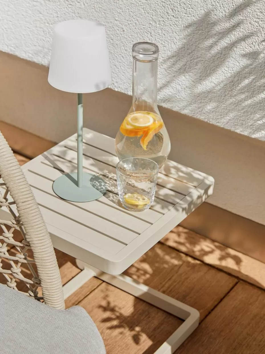 Outdoor Tischlampen | Led-Tischleuchten-Westwing Collection Dimmbare Tischlampe Fausta mit USB-Anschluss Salbeigrün, Weiß