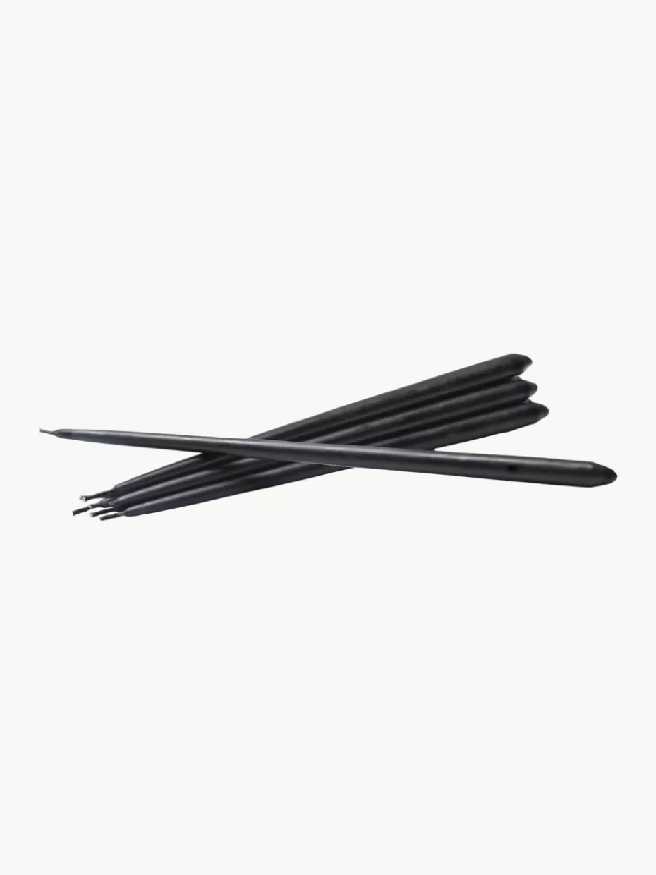 Weihnachtskerzen & Kerzenhalter | Festliche Eleganz-Stoff Nagel Dünne Stabkerzen , 6 Stück Schwarz