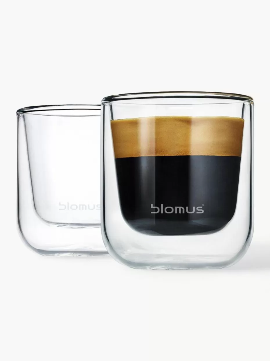 Tassen-Blomus Doppelwandige Glas-Espressobecher Nero, 2 Stück