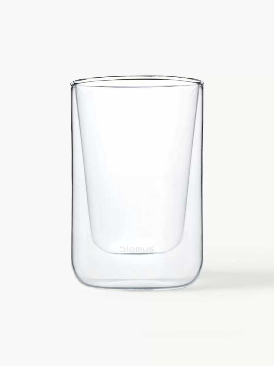 Tassen-Blomus Doppelwandige Glas-Kaffeebecher Nero, 2 Stück