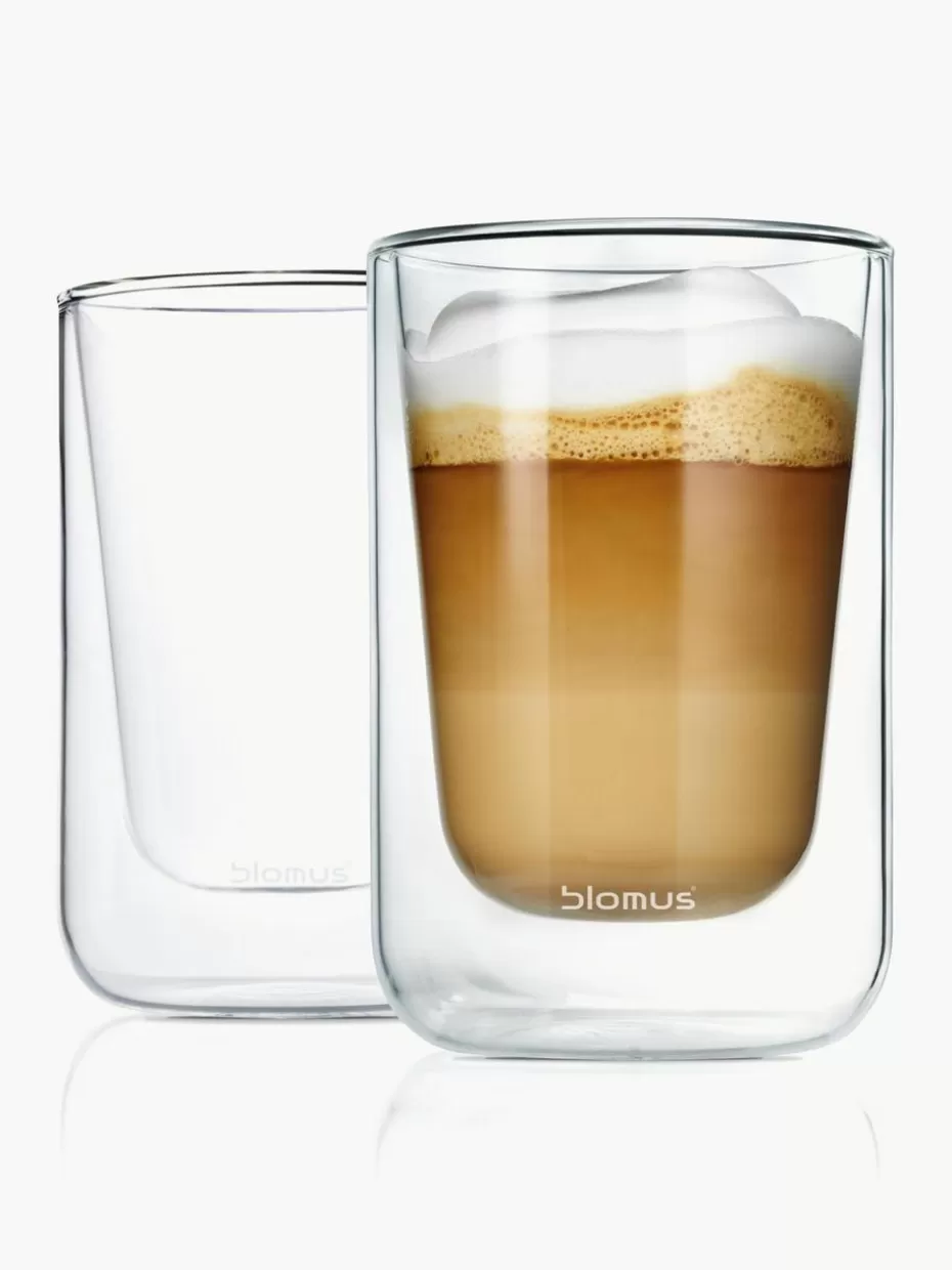 Tassen-Blomus Doppelwandige Glas-Kaffeebecher Nero, 2 Stück
