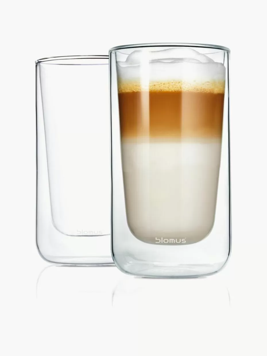 Tassen-Blomus Doppelwandige Glas-Kaffeebecher Nero, 2 Stück