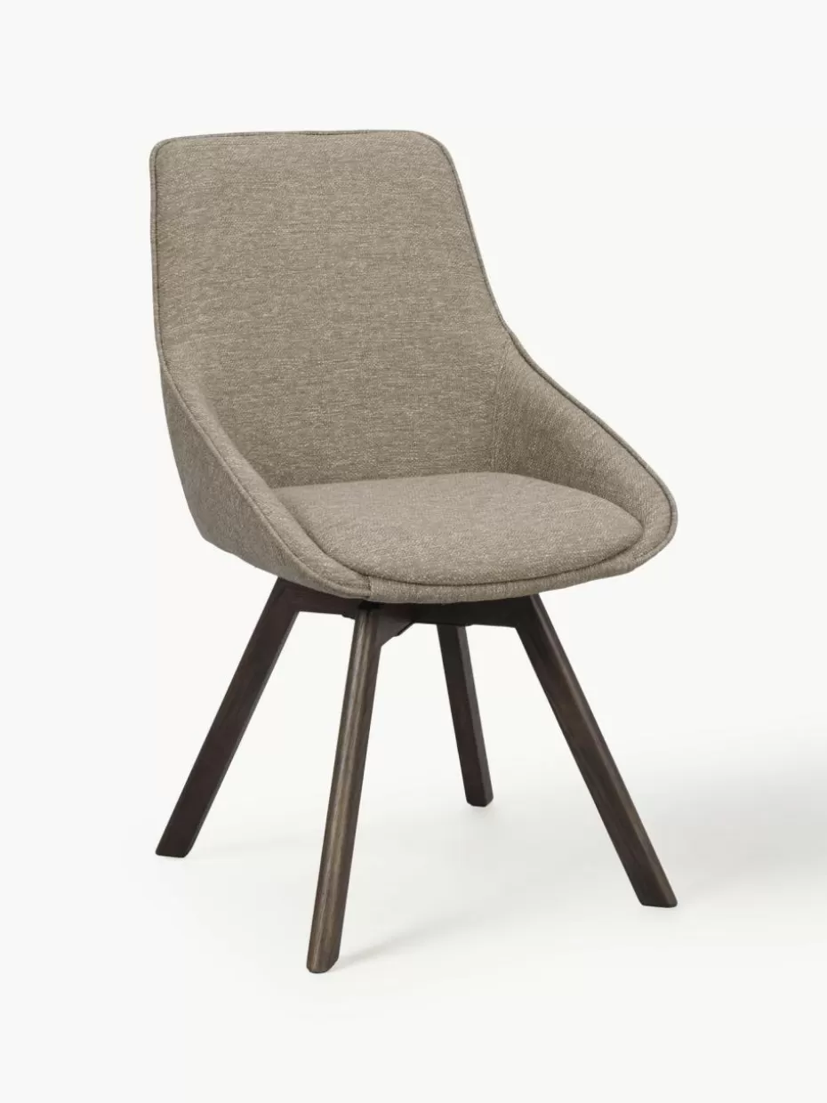 Stühle-Rowico Drehbare Polsterstühle Alison, 2 Stück Webstoff Greige, Dunkelbraun
