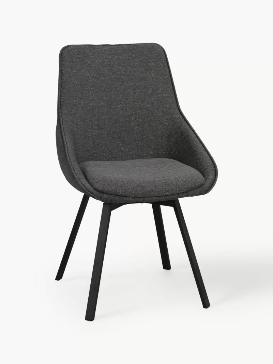 Stühle-Rowico Drehbare Polsterstühle Alison, 2 Stück Webstoff Anthrazit, Schwarz