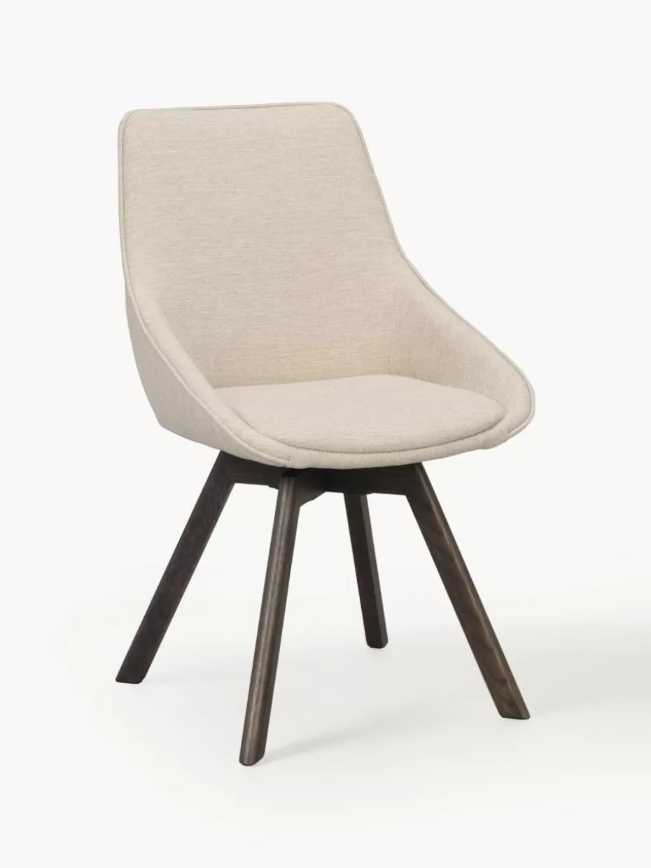Stühle-Rowico Drehbare Polsterstühle Alison, 2 Stück Webstoff Cremeweiß, Dunkelbraun
