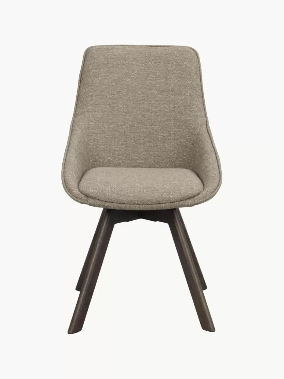 Stühle-Rowico Drehbare Polsterstühle Alison, 2 Stück Webstoff Greige, Dunkelbraun