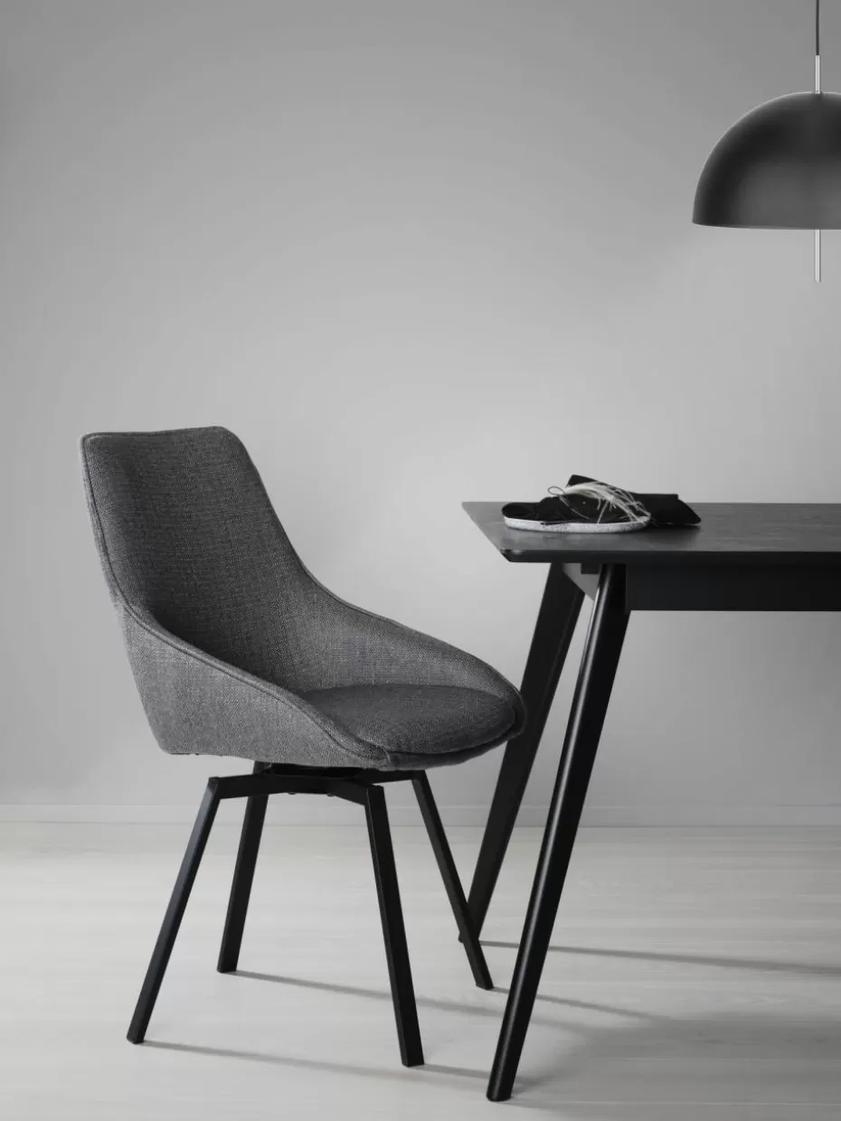 Stühle-Rowico Drehbare Polsterstühle Alison, 2 Stück Webstoff Anthrazit, Schwarz