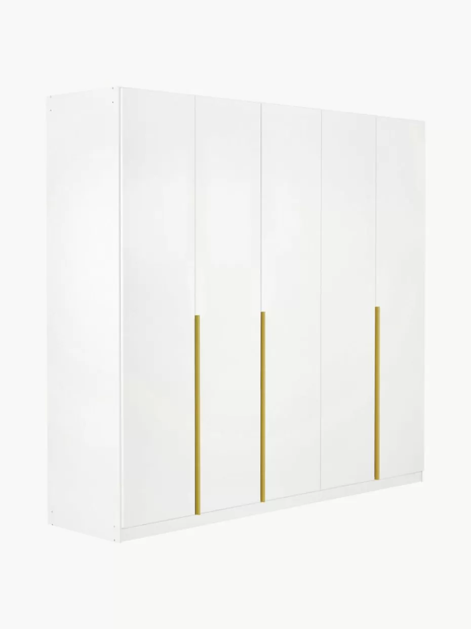 Kleiderschränke-Westwing Drehtürenschrank Mia, 5-türig Weiß, Goldfarben