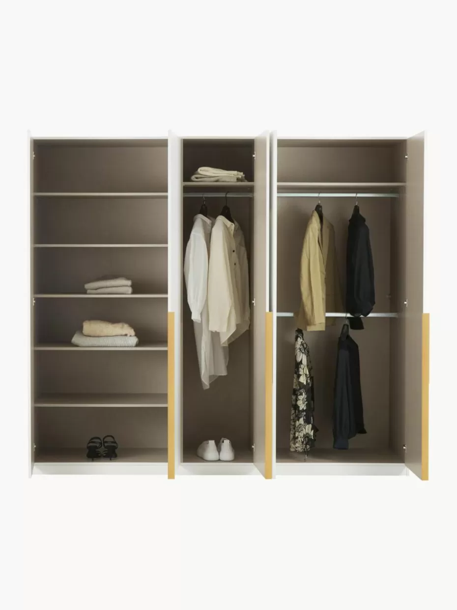 Kleiderschränke-Westwing Drehtürenschrank Mia, 5-türig Weiß, Goldfarben