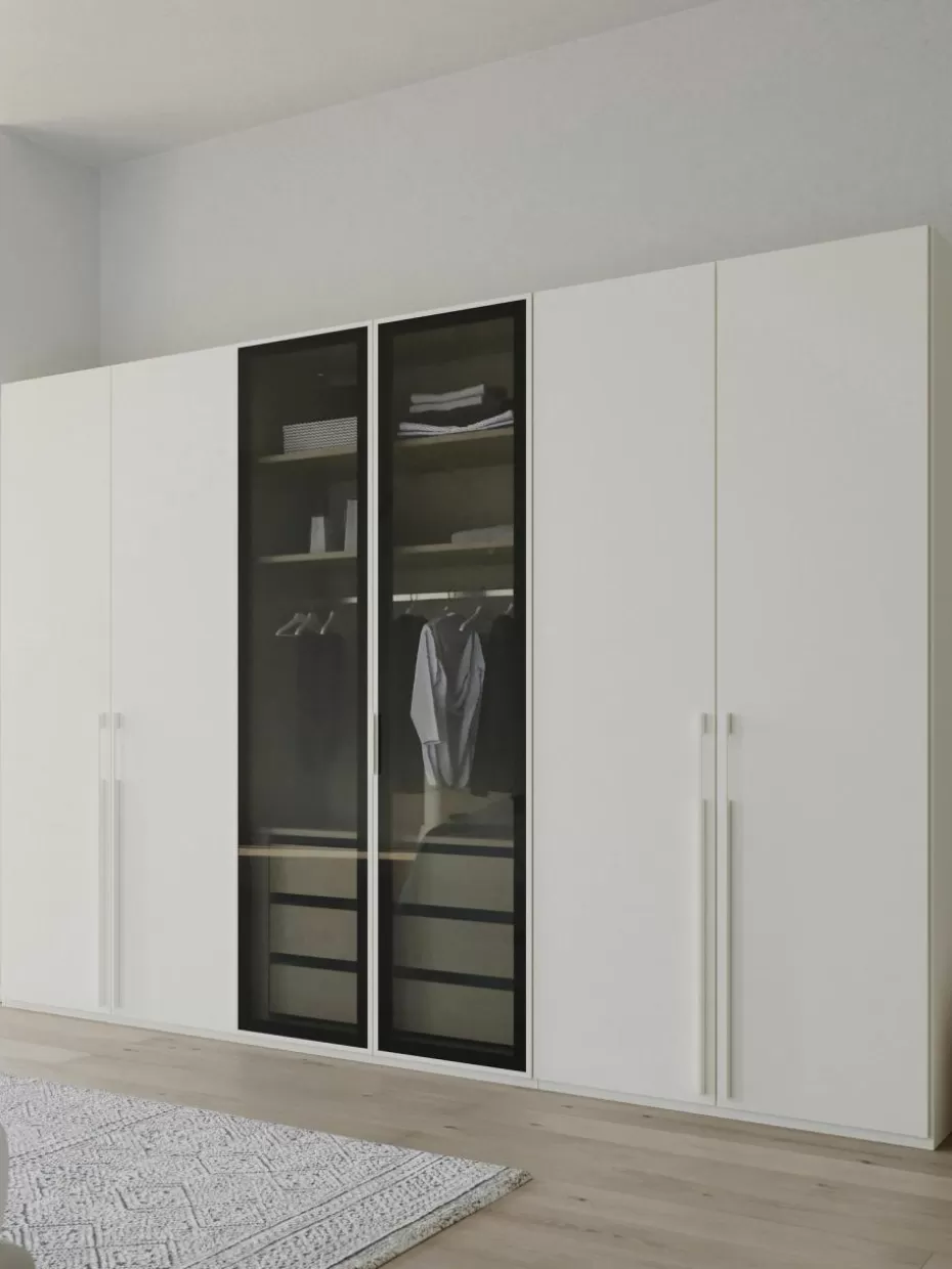 Kleiderschränke-Westwing Drehtürenschrank Skat Shine mit beleuchteten Glastüren Weiß