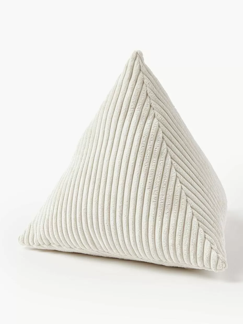 Dekokissen-Westwing Collection Dreieckiges Cord-Kissen Kylen Off White