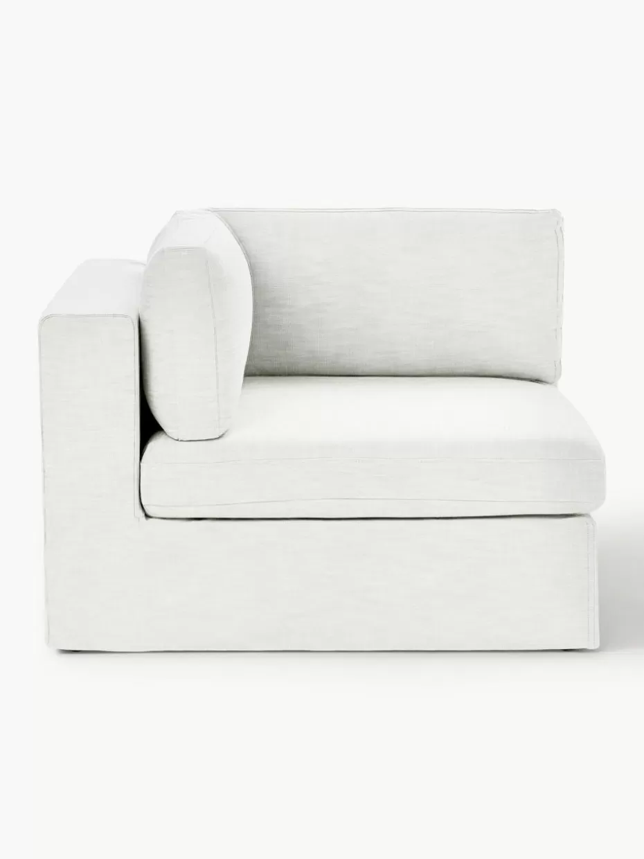 Sofas | Sofaserien-Westwing Collection Eckmodul Russell mit abnehmbaren Bezügen Webstoff Off White
