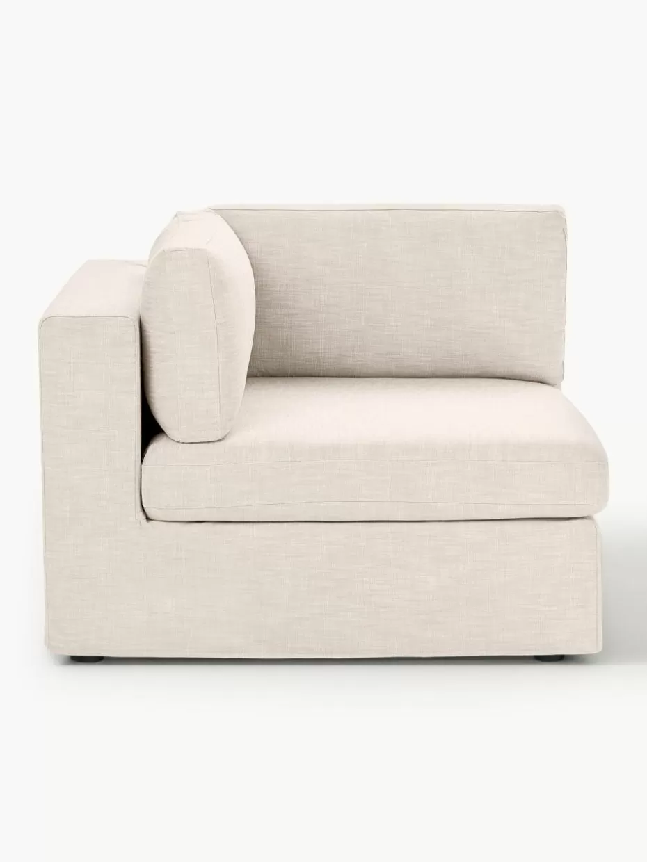 Sofas | Sofaserien-Westwing Collection Eckmodul Russell mit abnehmbaren Bezügen Webstoff Hellbeige