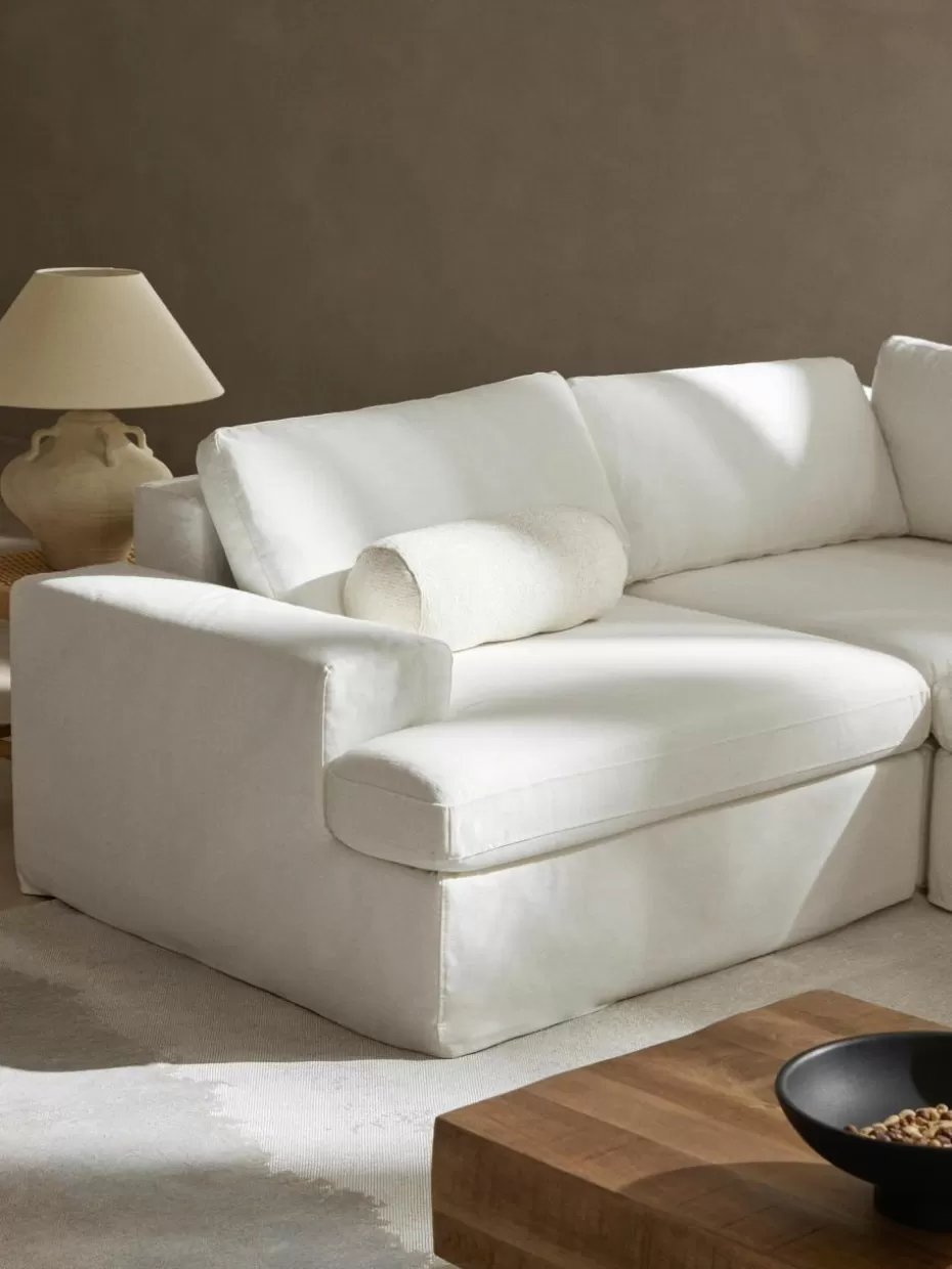 Sofas | Sofaserien-Westwing Collection Eckmodul Russell mit abnehmbaren Bezügen Webstoff Off White