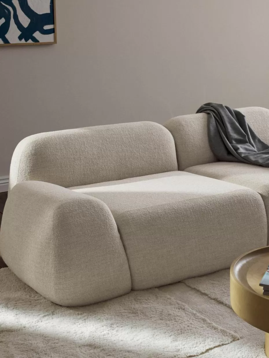 Sofas | Sofaserien-Westwing Collection Eckmodul Wolke aus Bouclé Bouclé Hellbeige