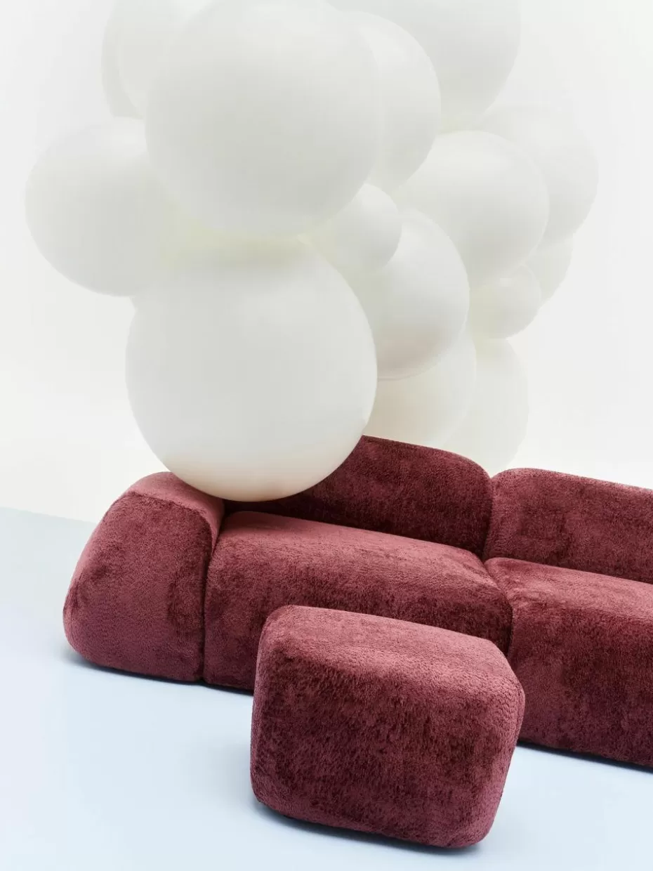 Sofas | Sofaserien-Westwing Collection Eckmodul Wolke aus Teddy-Bouclé Teddy-Bouclé Weinrot
