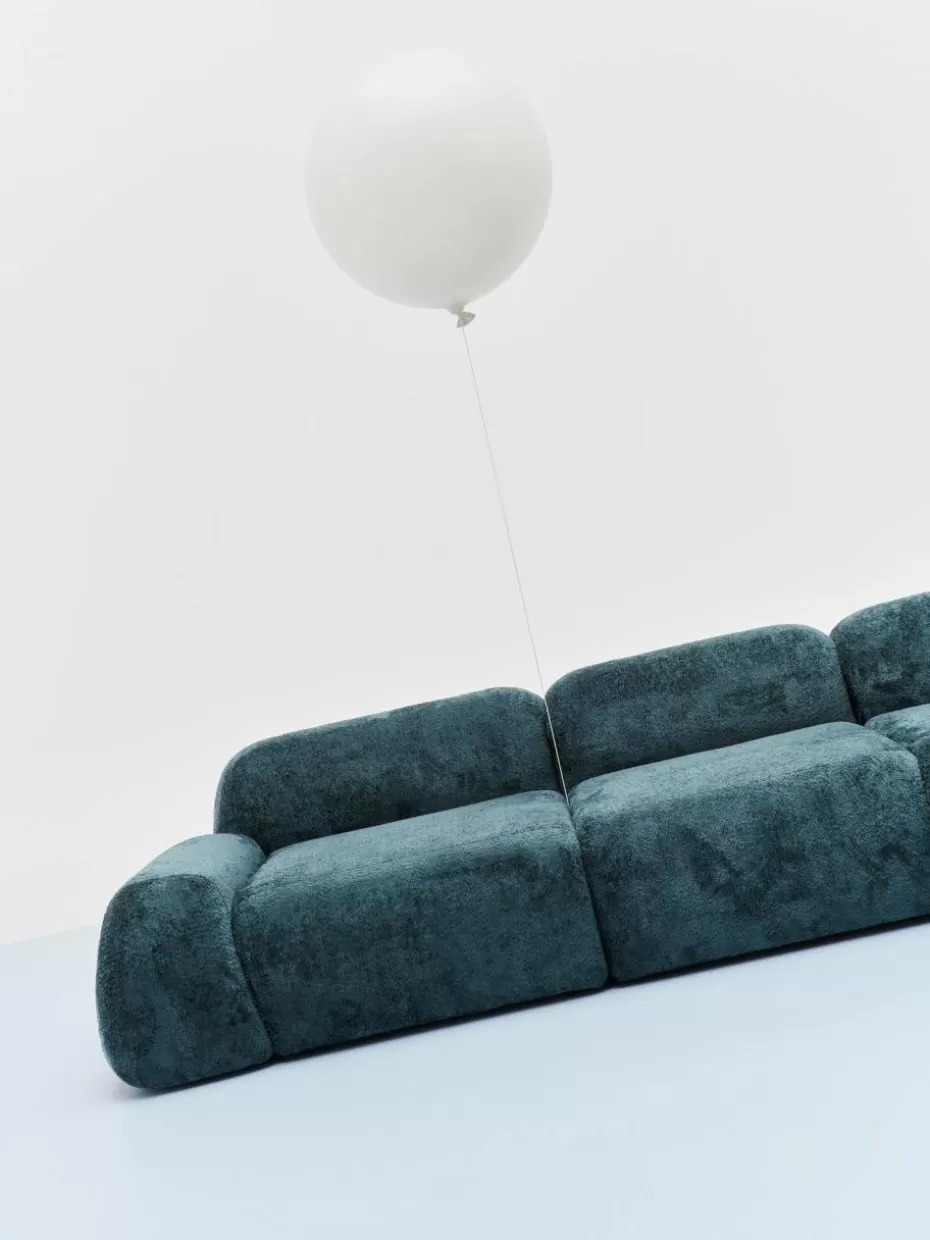 Sofas | Sofaserien-Westwing Collection Eckmodul Wolke aus Teddy-Bouclé Teddy-Bouclé Petrol