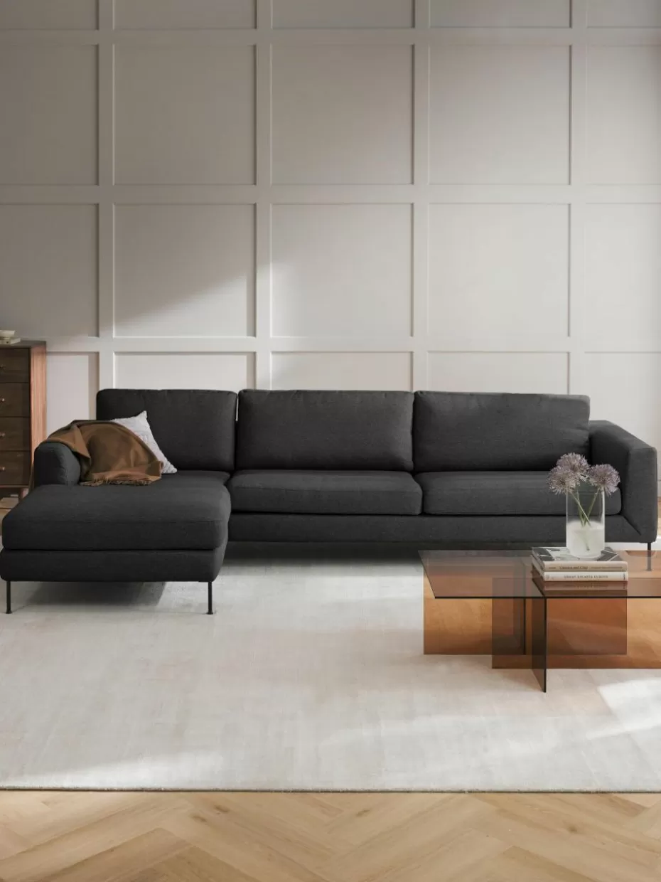 Sofas | Sofaserien-Westwing Collection Ecksofa Cucita (4-Sitzer) Webstoff Anthrazit