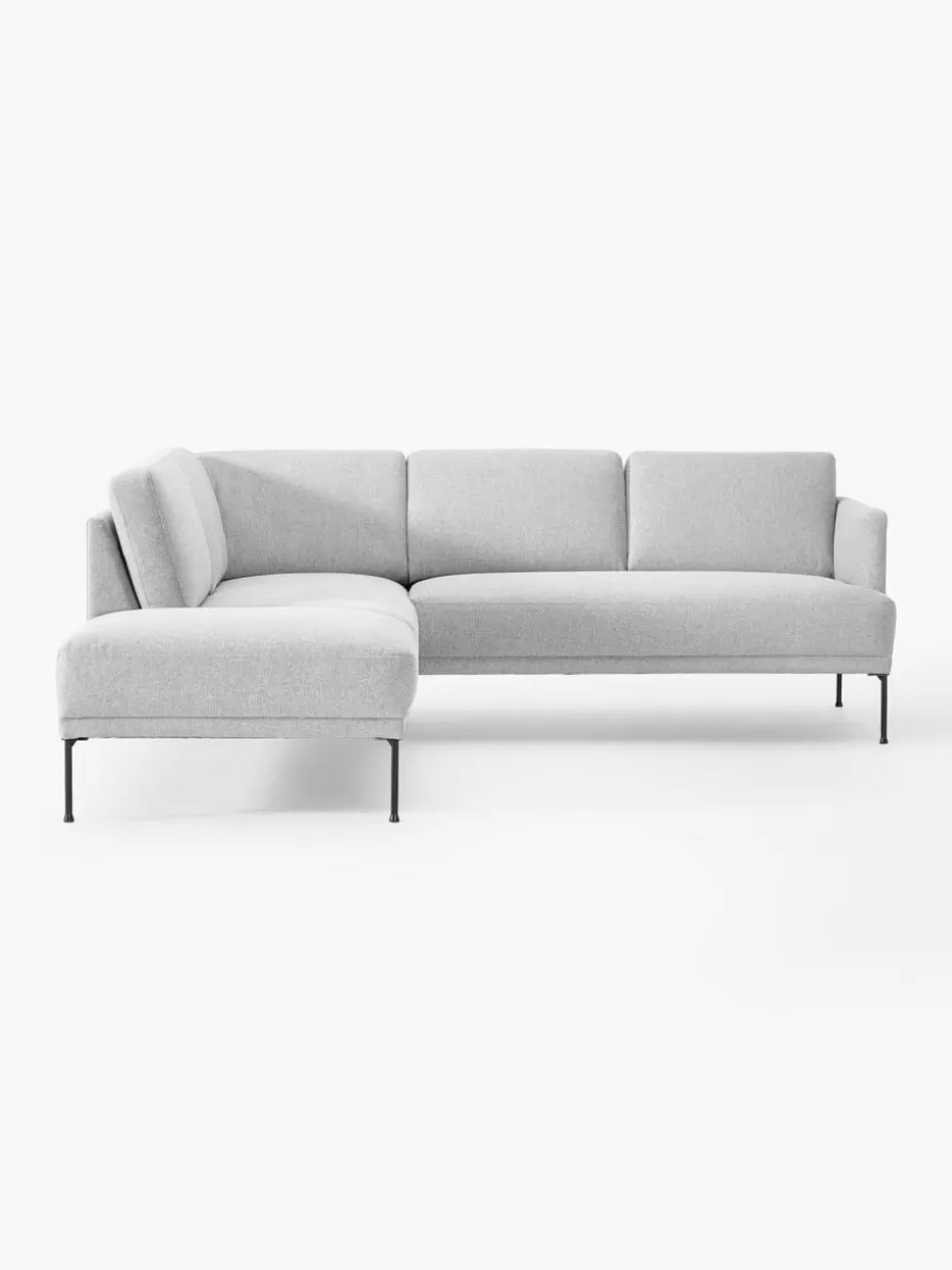 Sofas | Sofaserien-Westwing Collection Ecksofa Fluente Webstoff Hellgrau