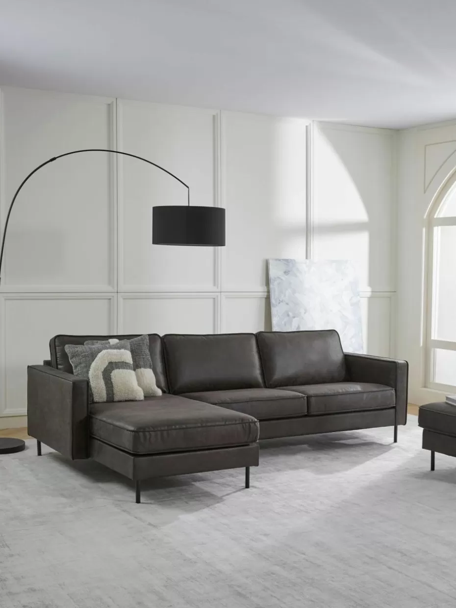 Sofas | Sofaserien-Westwing Collection Ecksofa Hunter aus recyceltem Leder Leder Anthrazit