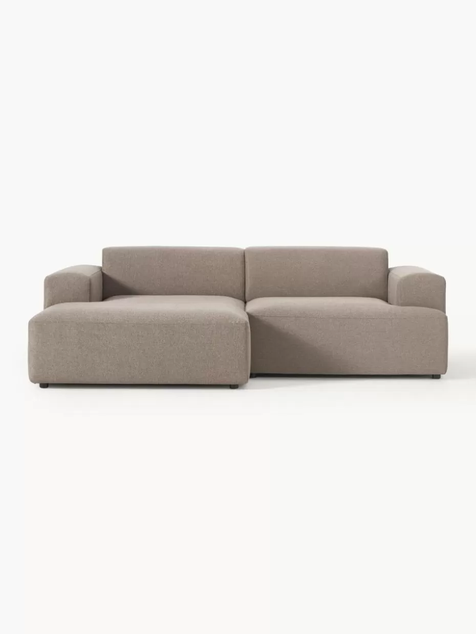 Sofas | Sofaserien-Westwing Collection Ecksofa Melva (3-Sitzer) Webstoff Taupe