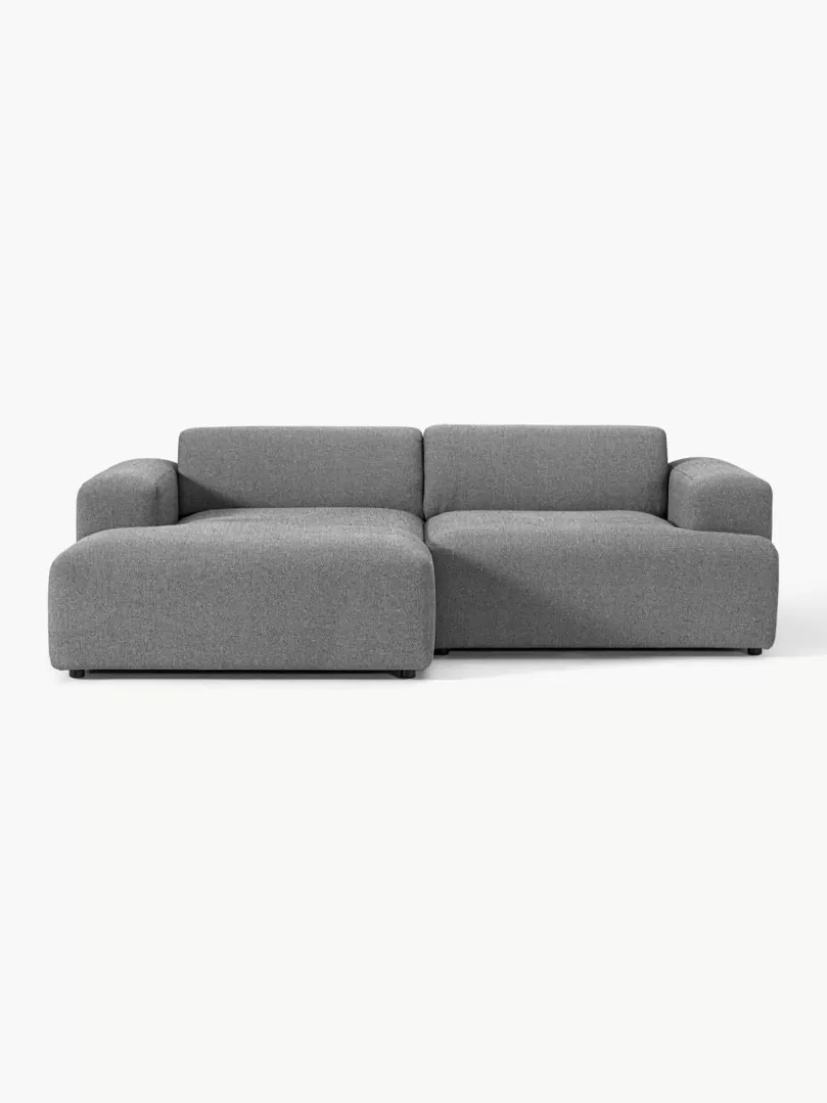 Sofas | Sofaserien-Westwing Collection Ecksofa Melva (3-Sitzer) Webstoff Dunkelgrau